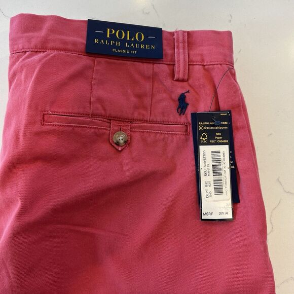 NWT Polo Ralph Lauren Classic Chino Pant 33x32 Salmon Preppy Classic Timeless - Picture 1 of 11